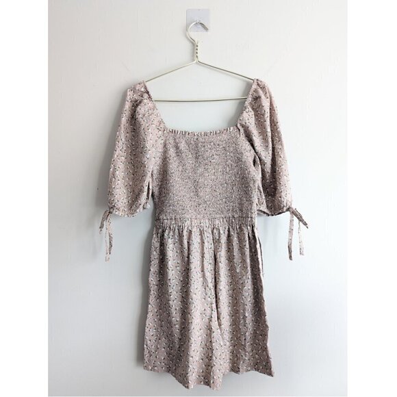 RW&Co Linen Blend Square-Neck Smocked Romper With Puffy Sleeves - Picture 6 of 9